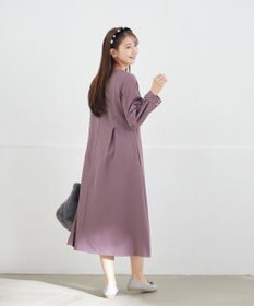 Tiaclasse 【洗える】ビジュー付きフロント切替タックワンピース