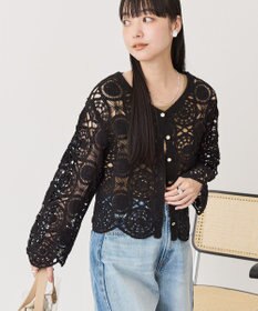 AMERICAN HOLIC クロシェニットVネックカーディガン