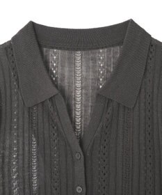 CRAFT STANDARD BOUTIQUE レースニット衿付き半袖カーディガン