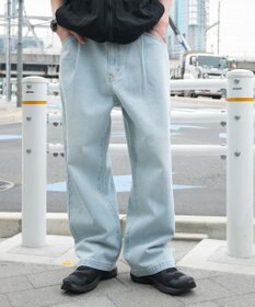 WEGO 【ユニセックス着用ITEM/SMLサイズ展開】ルーズテーパードデニムパンツ