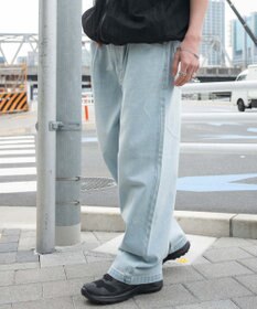 WEGO 【ユニセックス着用ITEM/SMLサイズ展開】ルーズテーパードデニムパンツ