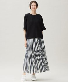 自由区 【セットアップ対応・接触冷感・UVカット・洗える】ライトリネンライク Tブラウス