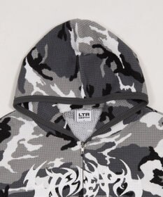 WEGO 【ユニセックス着用ITEM】ワッフルグラフィックカットZIPパーカー