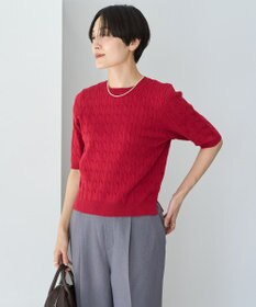 AMERICAN HOLIC ケーブル５分袖ニットプルオーバー