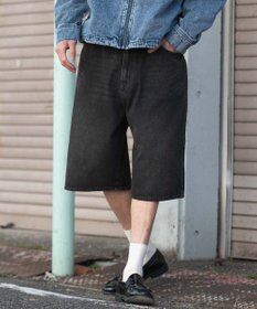 WEGO 【ユニセックス着用ITEM/SMLサイズ展開】スーパーバギーデニムショーツ