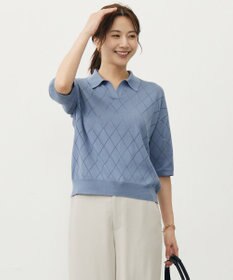 J.PRESS LADIES 【洗える・抗菌防臭】COTTON POLYESTER ポロ ニット