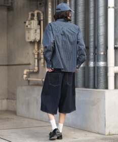 WEGO 【ユニセックス着用ITEM/SMLサイズ展開】スーパーバギーデニムショーツ