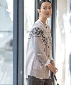 J.PRESS LADIES 【洗える】FAIR ISLE 求心編み カーディガン