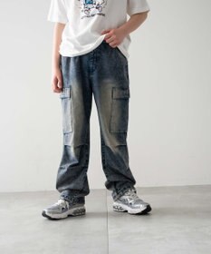 WEGO 【KIDS/150cm/160cm/ウエストゴム】デニムイージーカーゴパンツ（JUNIOR）
