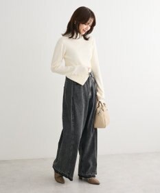 Green Parks ・ｓｗｉｎｇ　ｂｙ　袖パールボタンフレアリブニット