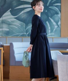 Tiaclasse L 【ダブルクロス・洗える】 ナローVネックワンピース