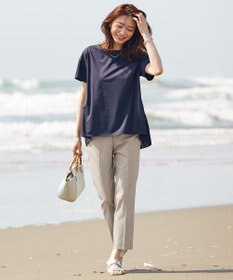 J.PRESS LADIES S 【シワになりにくい】コットンフィッティーシャーク テーパードパンツ