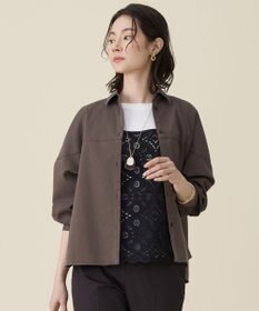 自由区 ブラッシュドコットンサテン シャツ