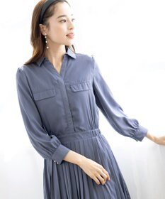 Tiaclasse L 【洗える】ヴィンテージサテンシャツワンピース