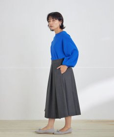 Tiaclasse 【新色追加・洗える】ウール調タックフレアスカート