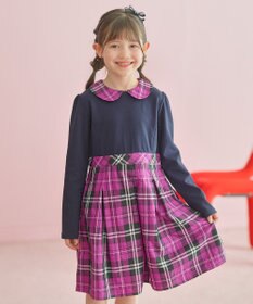 組曲 KIDS 【150-160㎝】チェックタフタドッキング ワンピース