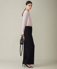 ICB 【WEB限定カラーあり・速乾・洗える】BackSatinAmunzen バンドカラーブラウス