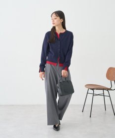 earth music&ecology 【コットン混紡】バイカラーレイヤード風カーディガン