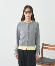 earth music&ecology 【コットン混紡】バイカラーレイヤード風カーディガン