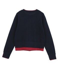 earth music&ecology 【コットン混紡】バイカラーレイヤード風カーディガン