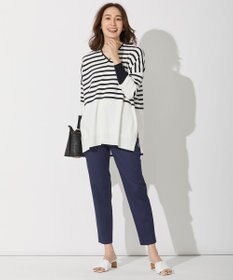 自由区 【WEB限定カラー有/洗える】コットンアセテート チュニック丈ニット