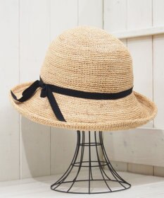 石田製帽  ラフィア糸入りかぎ編み ソフトハットセーラ
