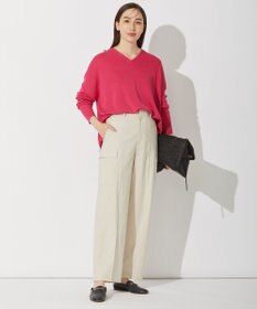 自由区 【WEB限定カラー有/洗える】コットンアセテート チュニック丈ニット