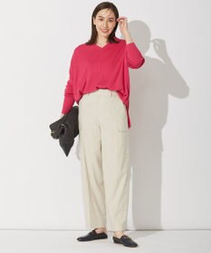 自由区 【WEB限定カラー有/洗える】コットンアセテート チュニック丈ニット