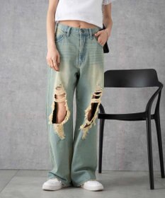 WEGO ヴィンテージウォッシュダメージデニムパンツ