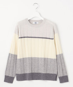 J.PRESS LADIES 【洗える】WOOL BLEND AIR カラーブロック ニット