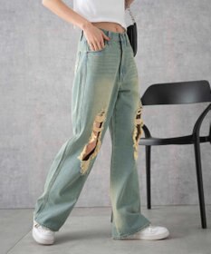 WEGO ヴィンテージウォッシュダメージデニムパンツ