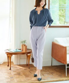 Tiaclasse 【洗える】麻調テーパードパンツ