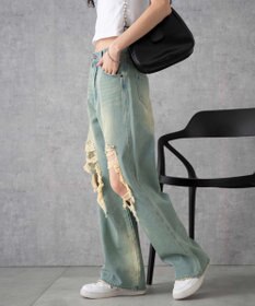 WEGO ヴィンテージウォッシュダメージデニムパンツ