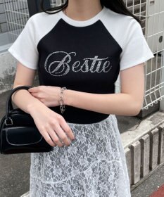 WEGO ラインストーンラグランちびT