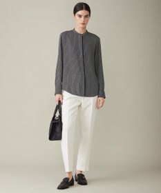 ICB 【WEB限定カラーあり・速乾・洗える】BackSatinAmunzen バンドカラーブラウス