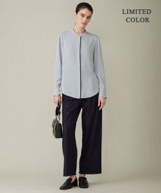 ICB 【WEB限定カラーあり・速乾・洗える】BackSatinAmunzen バンドカラーブラウス