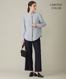 ICB 【WEB限定カラーあり・速乾・洗える】BackSatinAmunzen バンドカラーブラウス