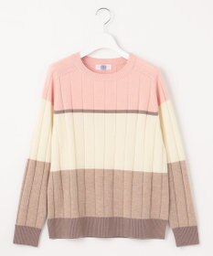 J.PRESS LADIES 【洗える】WOOL BLEND AIR カラーブロック ニット