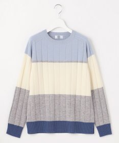 J.PRESS LADIES 【洗える】WOOL BLEND AIR カラーブロック ニット