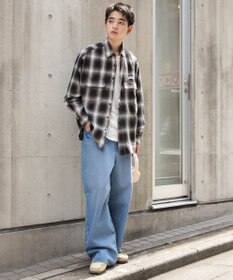 WEGO オンブレチェックグラフィックシャツ（LS）