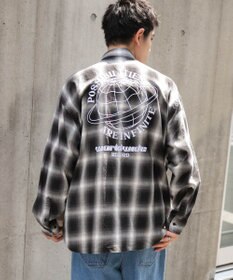 WEGO オンブレチェックグラフィックシャツ（LS）