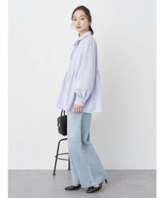 earth music&ecology リボン付き切り替えギャザーシャツチュニック