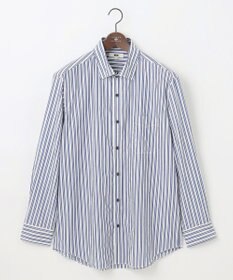 JOSEPH ABBOUD 【キングサイズ・シルク×綿ブレンド】シルクコットンストライプ シャツ サックスブルー系1