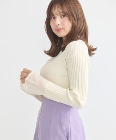 earth music&ecology シアースリーブリブハイネックプルオーバー