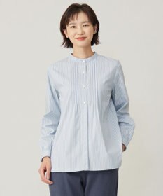 J.PRESS LADIES S 【洗える】BEZコットンナイロン ストライプ ピンタック ブラウス