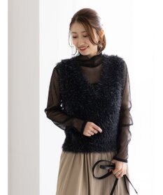 Te chichi シャギーヤーンVネックベスト