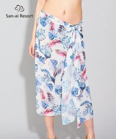 San-ai Resort（三愛水着楽園） 【SALE】【San-ai Resort】リーフ柄 パレオワンピース M