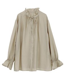 Green Parks フリルカラーリボンブラウス