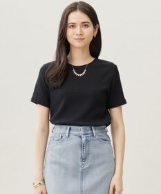 自由区 【洗える】シャーリングジャージー Tシャツ ブラック