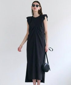 BEIGE， MALLOW / コットンタック バルーンスリーブドレス Black